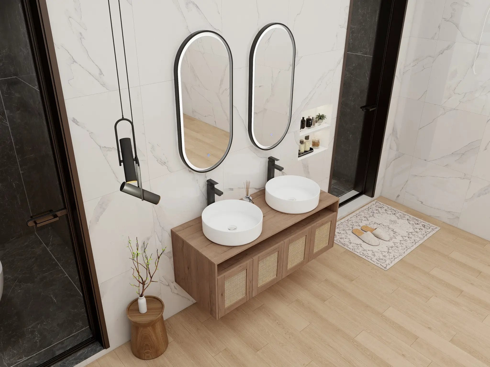 48" Bathroom Vanity with Ceramic Art Sinks by HouseOfZazla