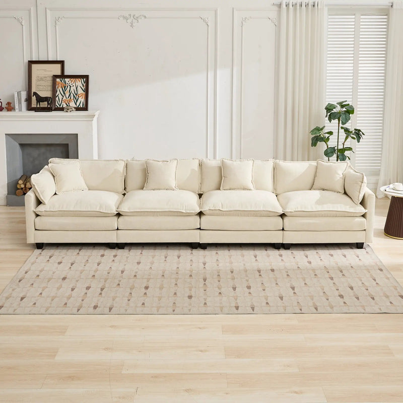 Cloud 4 Seats Sofa (Ottoman is not included) with Chenille Fabric in Beige by BLAKHOM