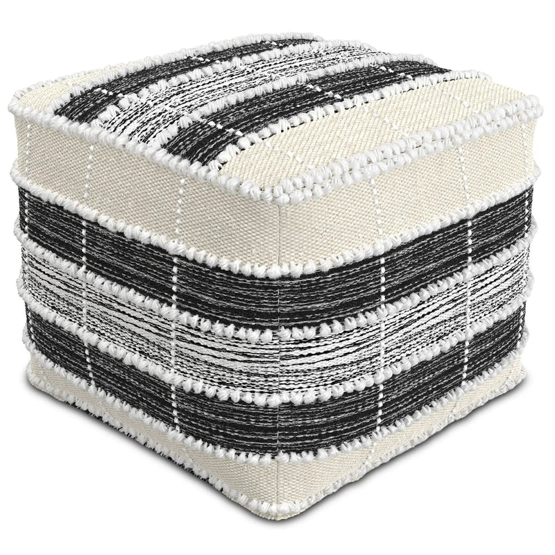 Barley - Square Pouf - White / Beige / Black by Unique Piece Furniture