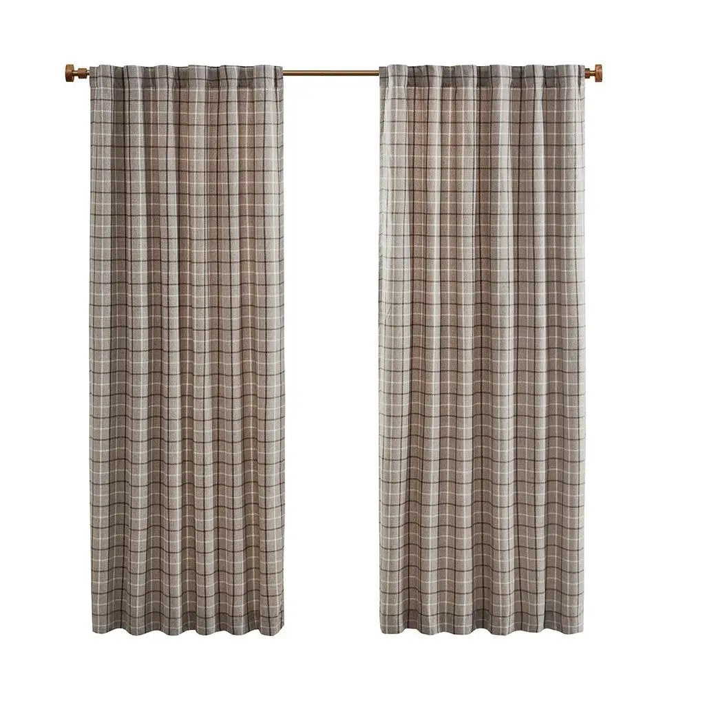 Plaid Rod Pocket and Back Tab Curtain Panel with Fleece Lining by HouseOfZazla