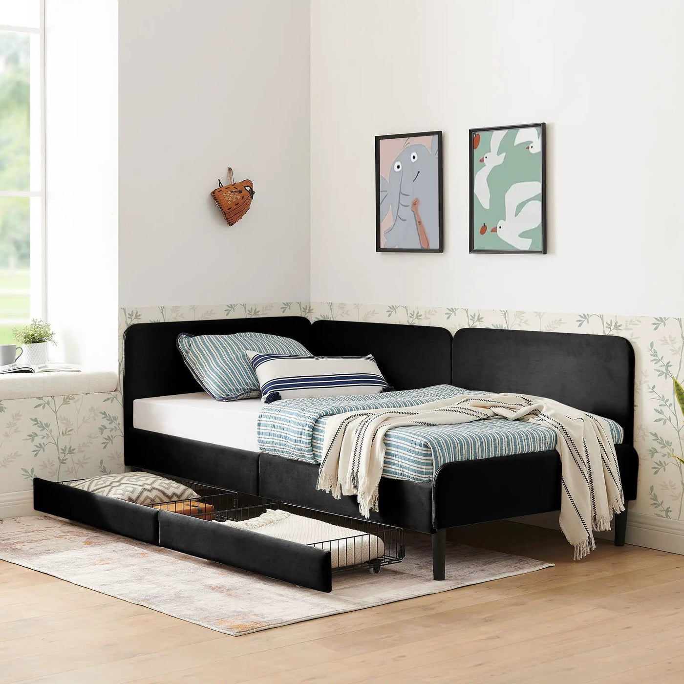 Upholstered Platform Bed Frame With 2 Storage Drawers And Adjustable Sofa Bed by Unique Piece Furniture