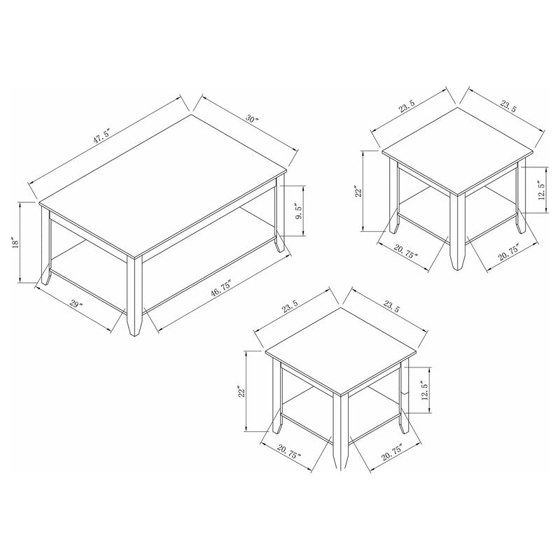 Ornette - 3 Piece Occasional Set With Square Design - Cappuccino by HouseOfZazla