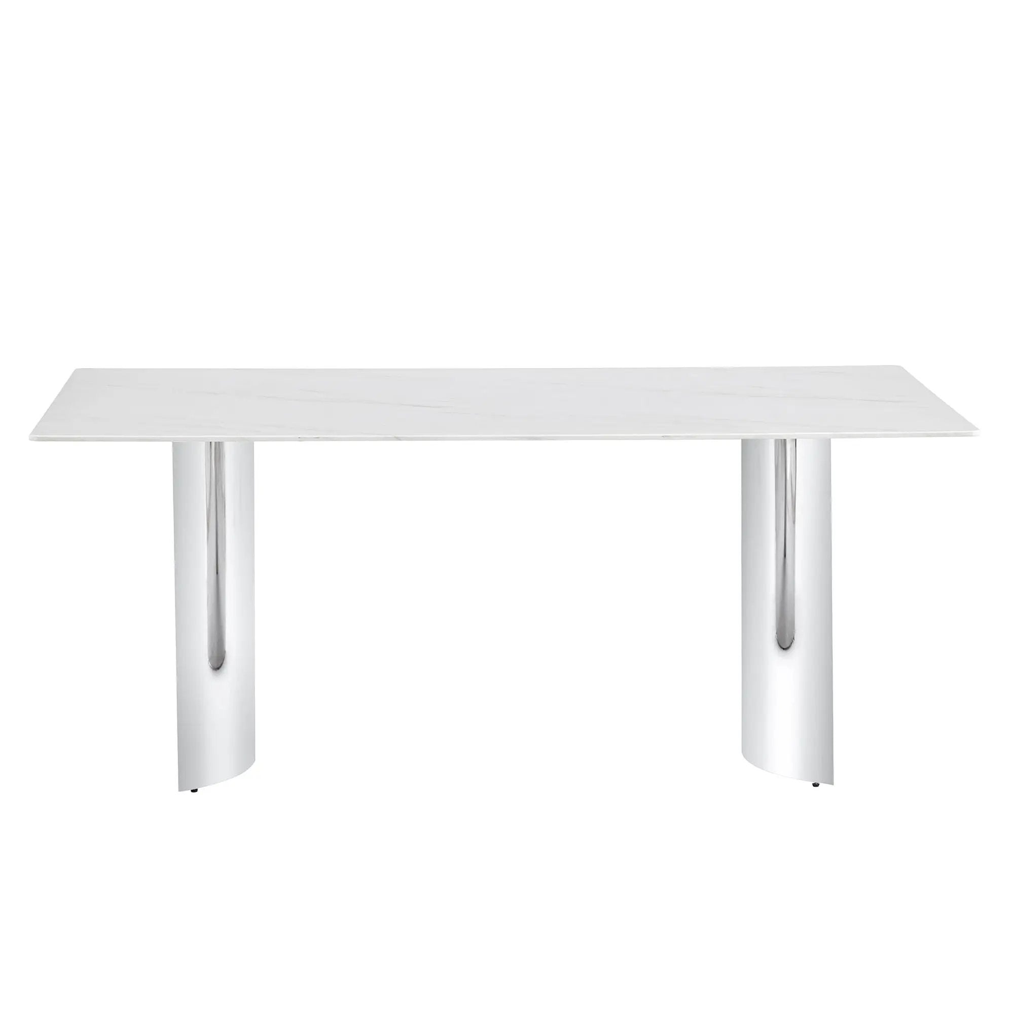 Modern Minimalist Dining Table With Marble Glass Top by Unique Piece Furniture