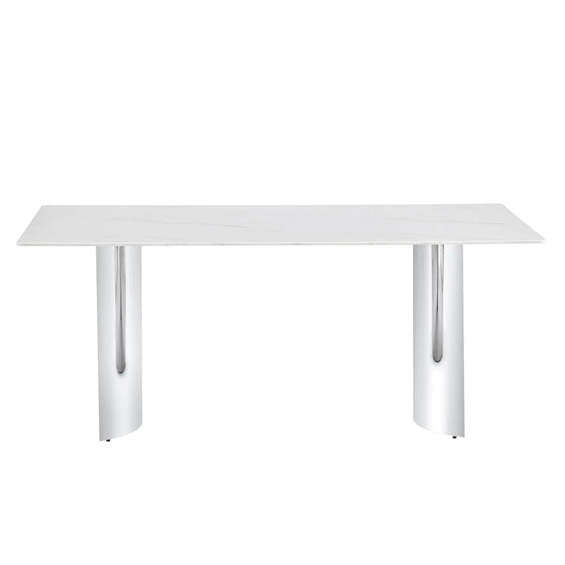 Modern Minimalist Dining Table With Marble Glass Top by Unique Piece Furniture
