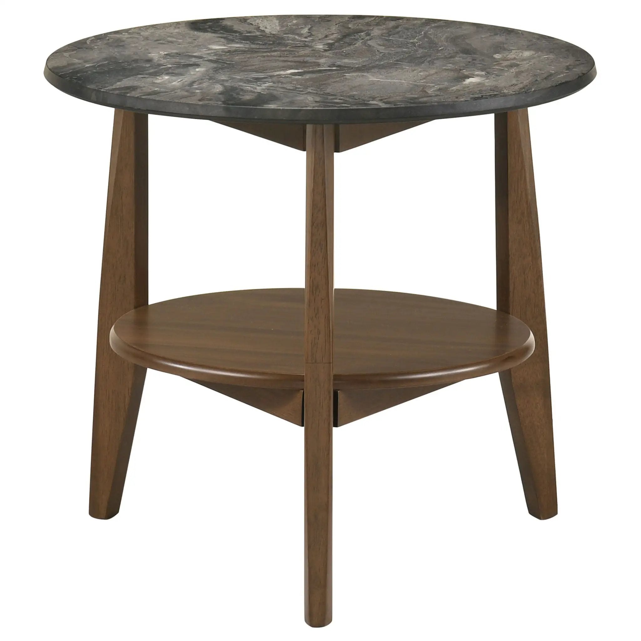 Bradley Round SmartTop End Side Table Smokey Grey and Brown by Unique Piece Furniture