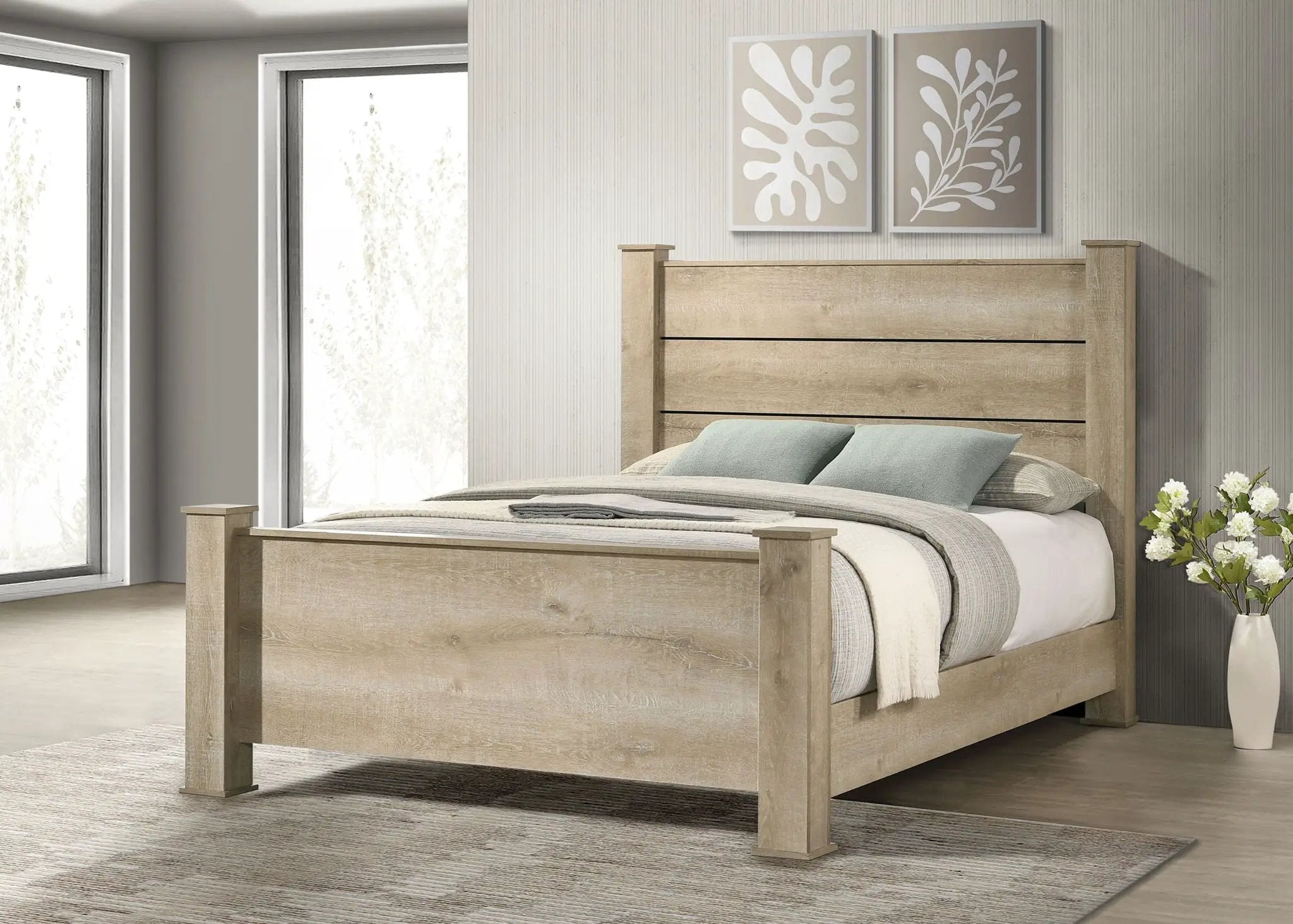 Oakglen 55-inch Queen Panel Bed Weathered Oak by Unique Piece Furniture