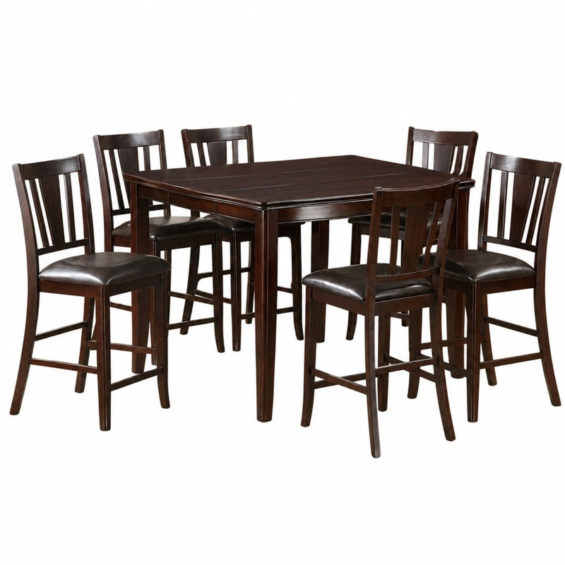 7 Piece Counter Height Dining Set With Butterfly Leaf Table And Chairs - Brown / Espresso by HouseOfZazla