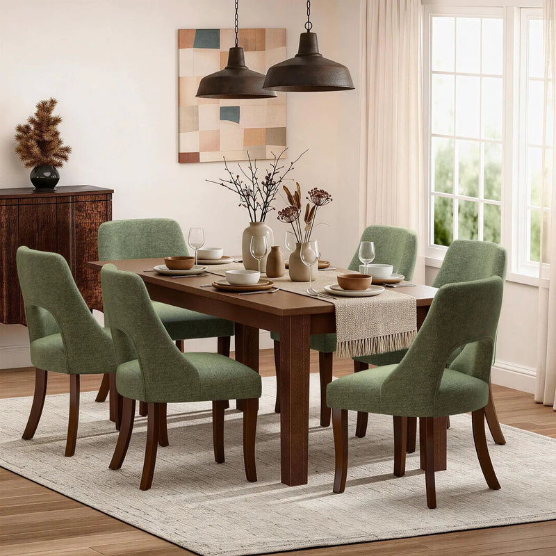 Upholstered Dining Chair With Curved Legs (Set of 2) - Green by Unique Piece Furniture