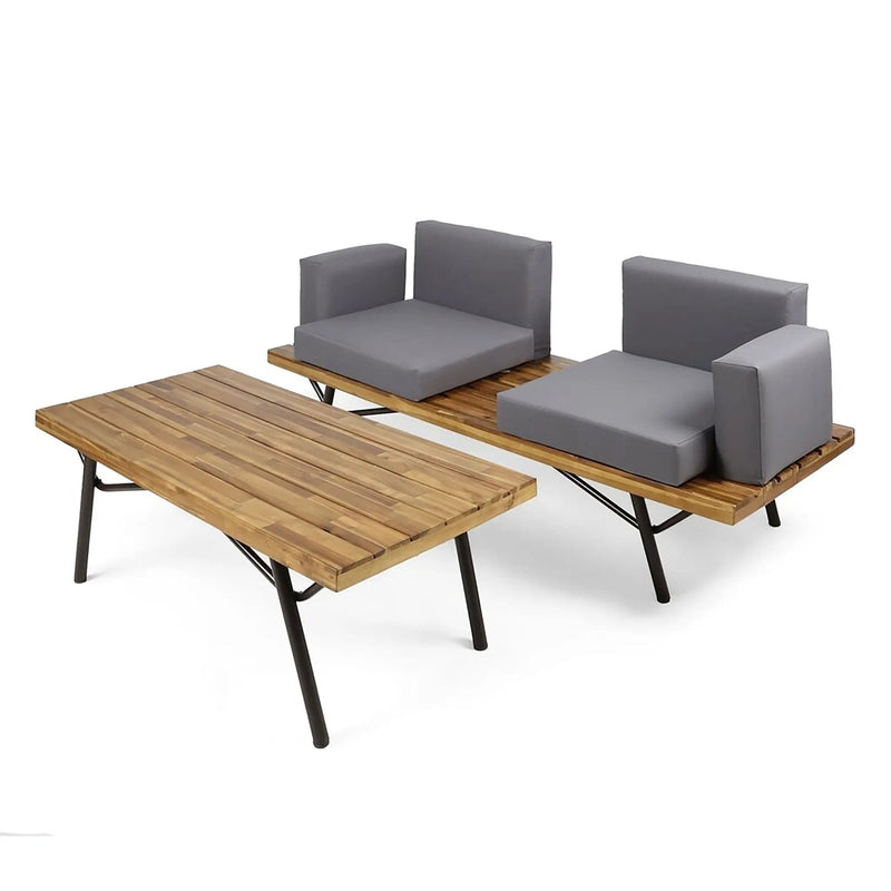 2 Piece Patio Set With Loveseat And Coffee Table - Natural / Dark Gray by HouseOfZazla