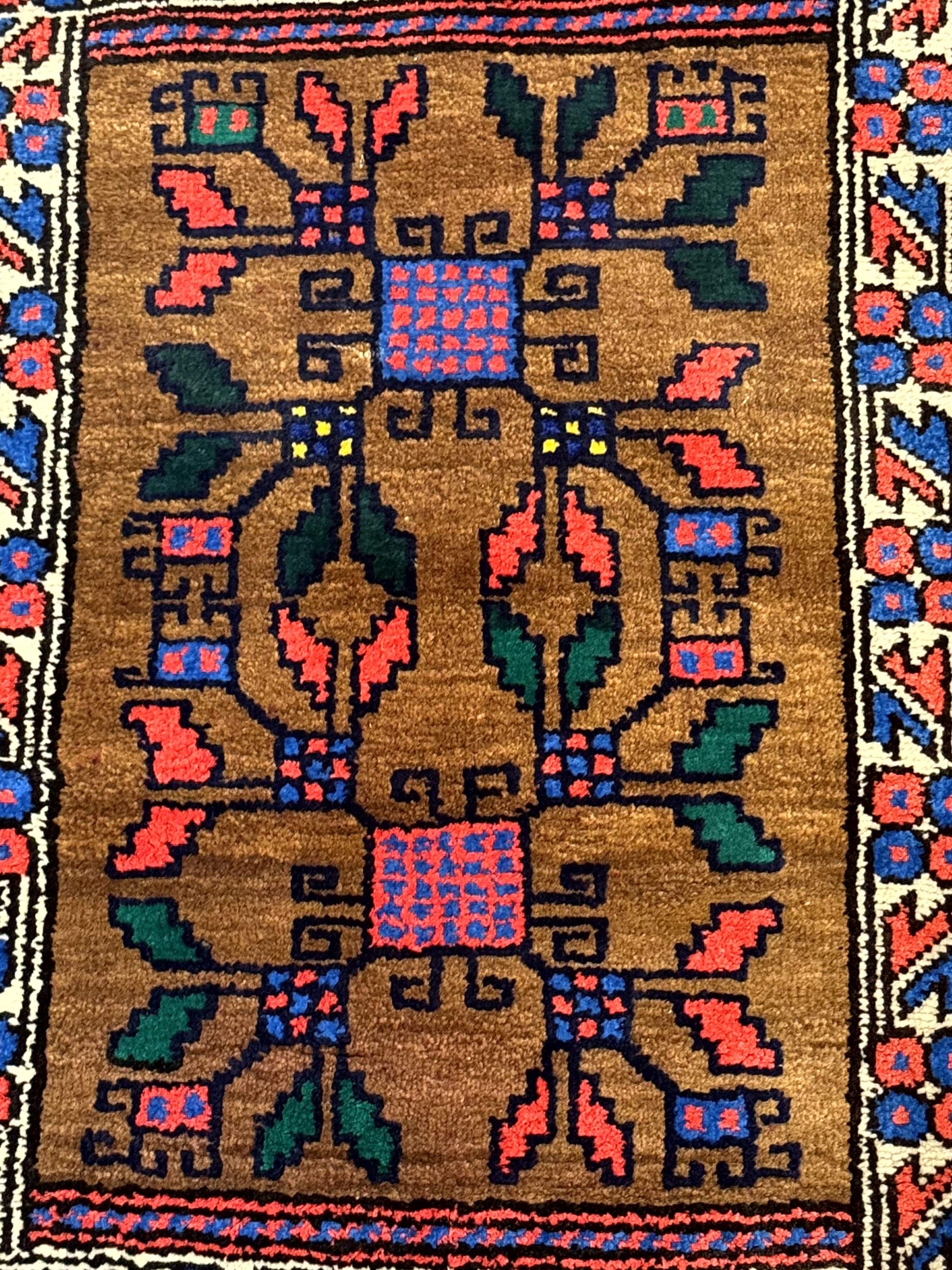 Small Persian Baluchi Rug, Tribal Rug, Brown, Multicolor by Jewel Rugs
