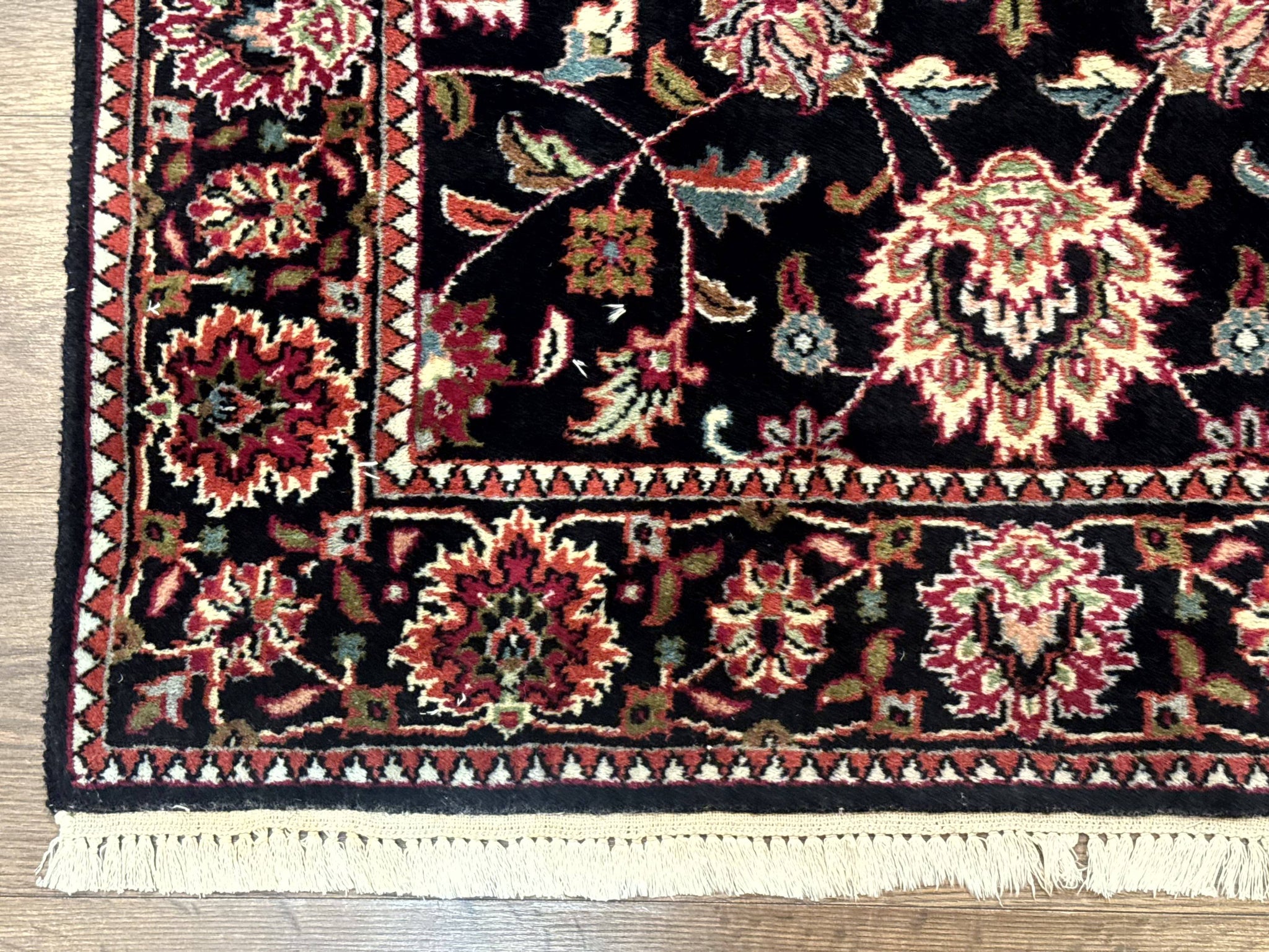 Indo Persian Sarouk Rug 3x5, Black Traditional Oriental Carpet by Jewel Rugs