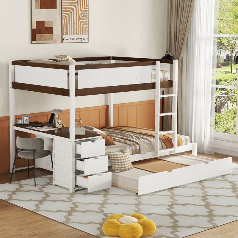 Bunk Bed With Twin Size Trundle, Storage And Desk by Unique Piece Furniture