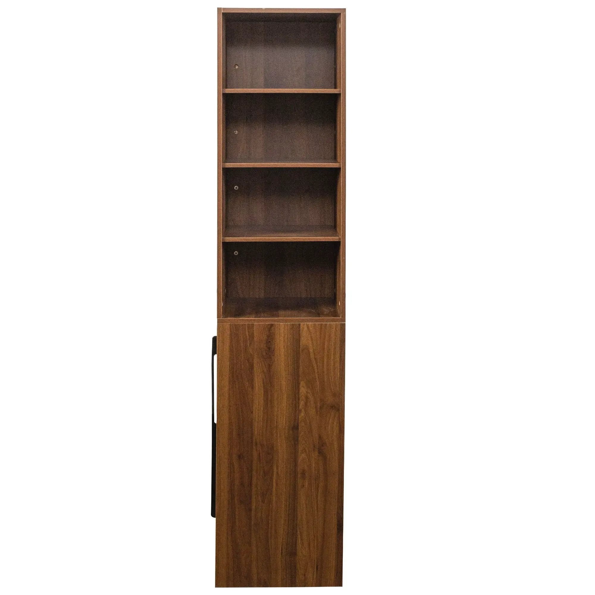Tall Kitchen Pantry Cabinet With 4 Tier Side Shelf, 2 Drawers, Freestanding Food Hutch With Microwave Stand For Dining Room - Walnut by HouseOfZazla