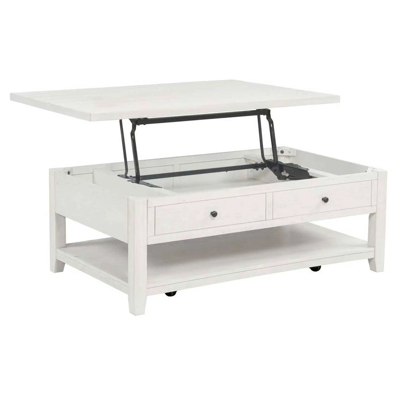 Payne 48-inch Mobile Lift Top Coffee Table Distressed White by Unique Piece Furniture