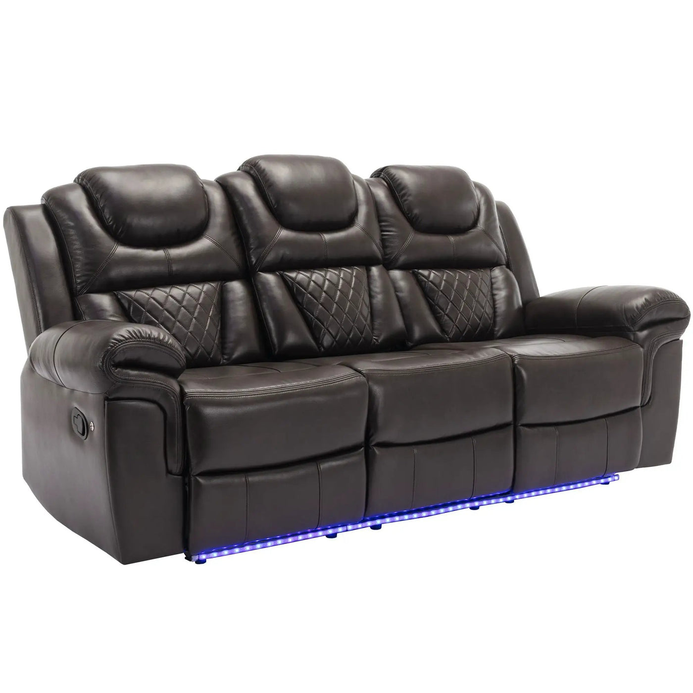 3 Pieces Recliner Sofa Sets Home Theater Seating Manual Recliner Chair With Center Console And LED Light Strip For Living Room by HouseOfZazla
