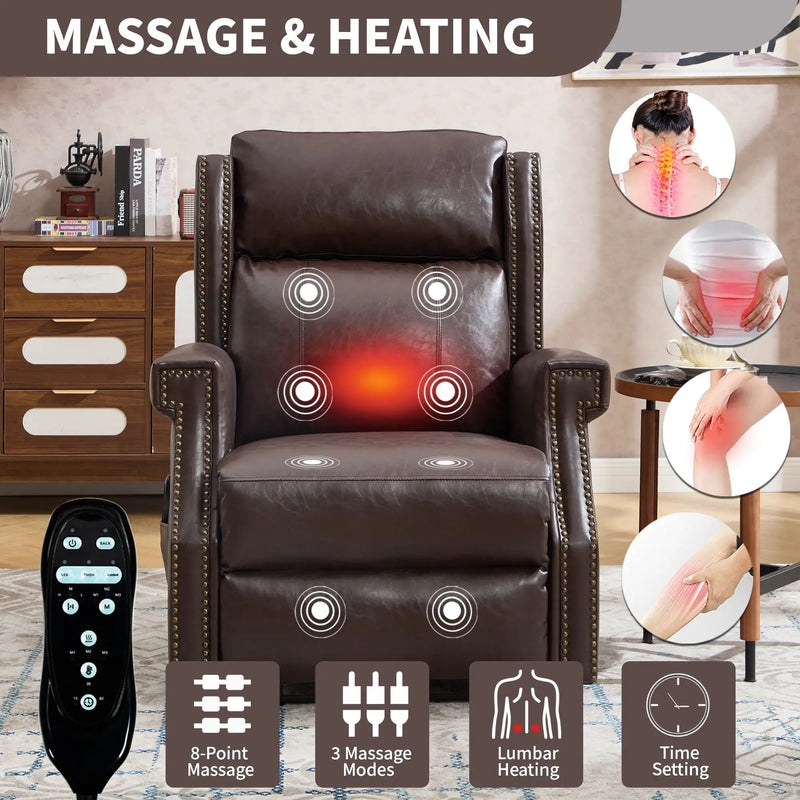 Manual Recliner Chair With Heavy Duty Motion Mechanism, 8 Vibrating Nodes And 3 Massage Modes For Living Room by HouseOfZazla