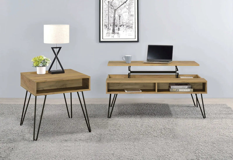 Fanning Engineered Wood Lift Top Coffee Table Golden Oak by Unique Piece Furniture