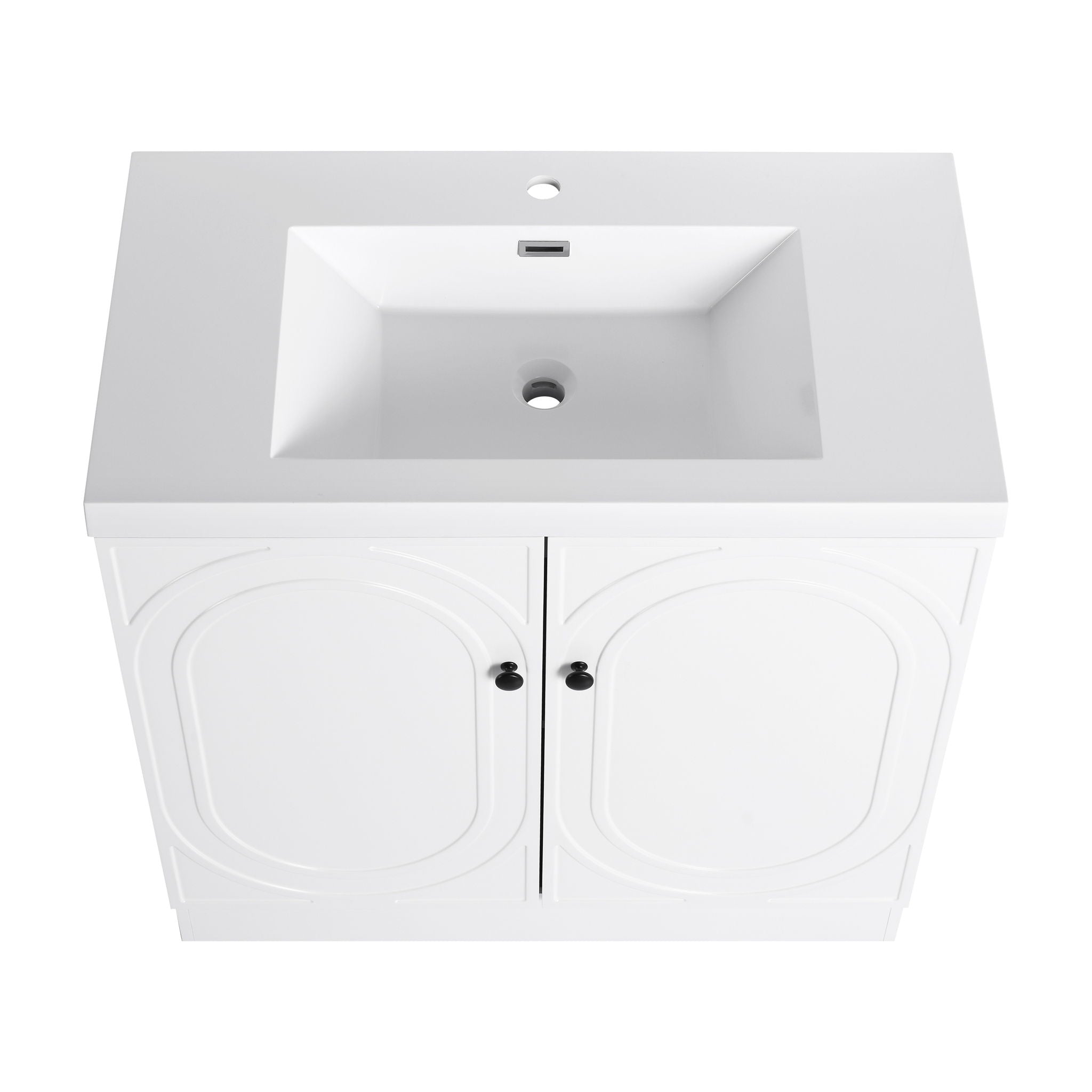 Contemporary Freestanding Bathroom Vanity With Resin Sink & Soft-Close Cabinet Doors by HouseOfZazla