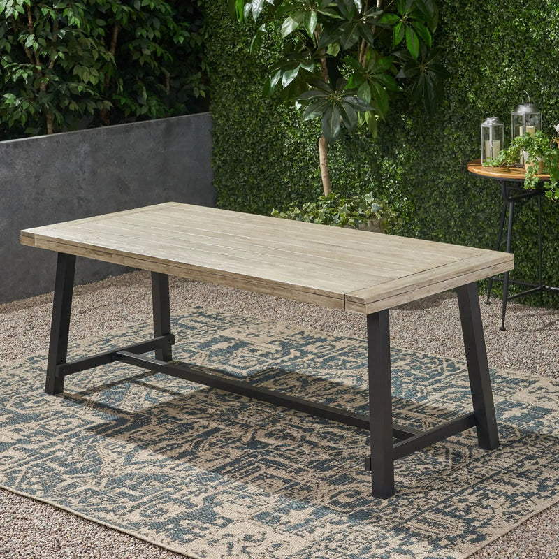 Equilibrium Outdoor Dining Table with Wooden Frame and Slat Top by HouseOfZazla