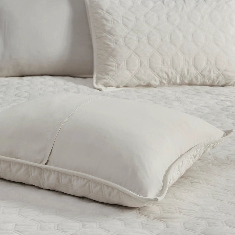 3 Piece Velvet Quilt Set Ivory Full/Queen by HouseOfZazla