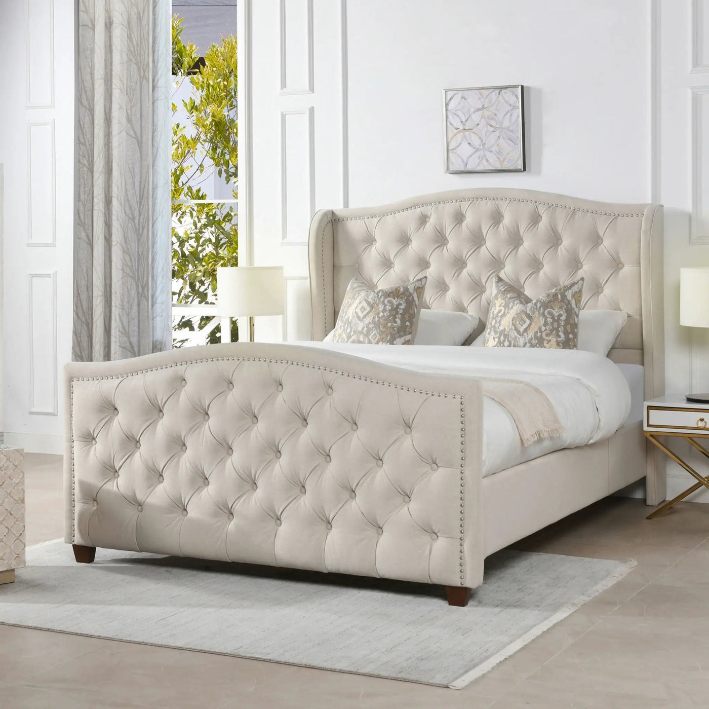 Marcella - Upholstered Shelter Headboard Bed Set by Unique Piece Furniture