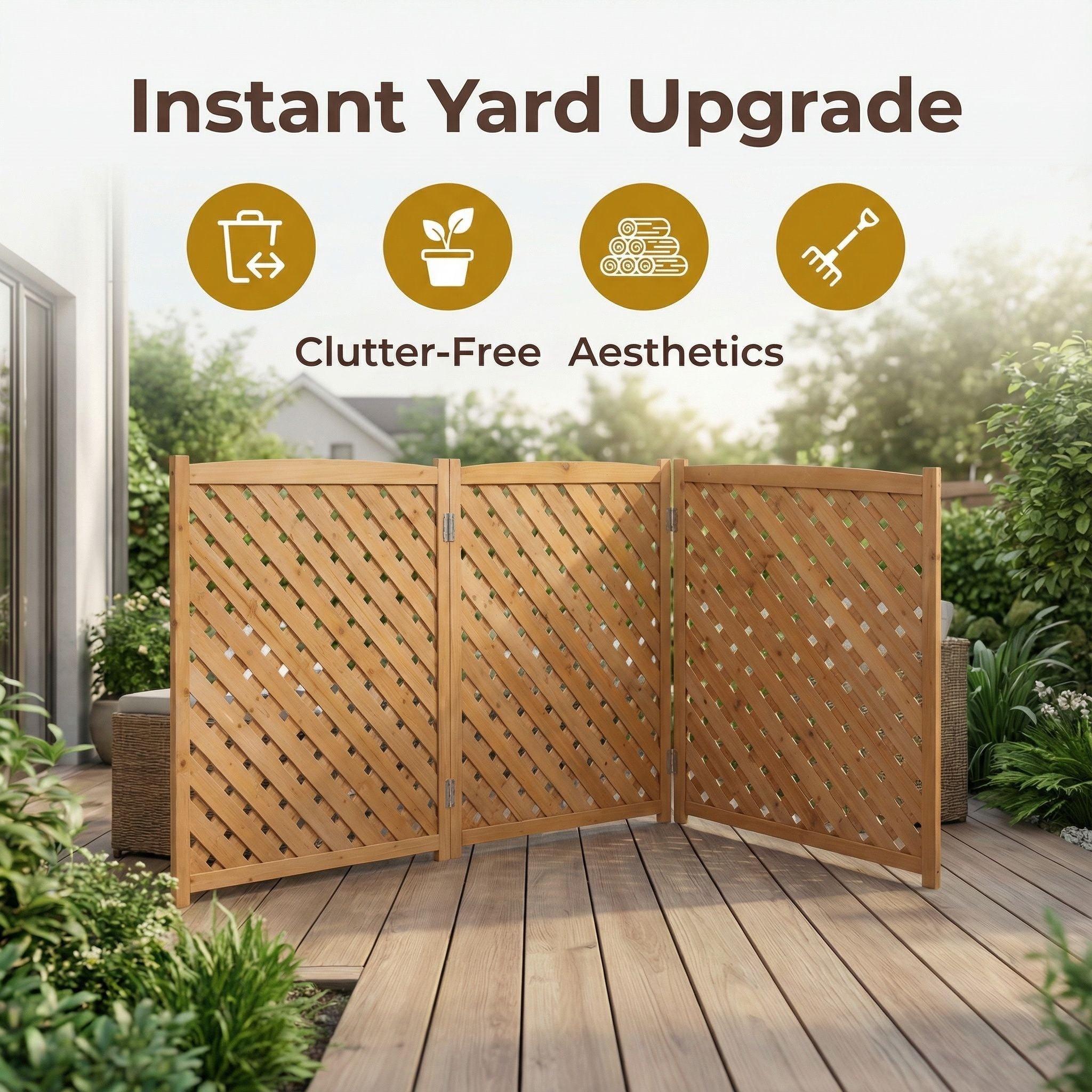 Outdoor 3 Panel Air Conditioner Fence Screen by HouseOfZazla