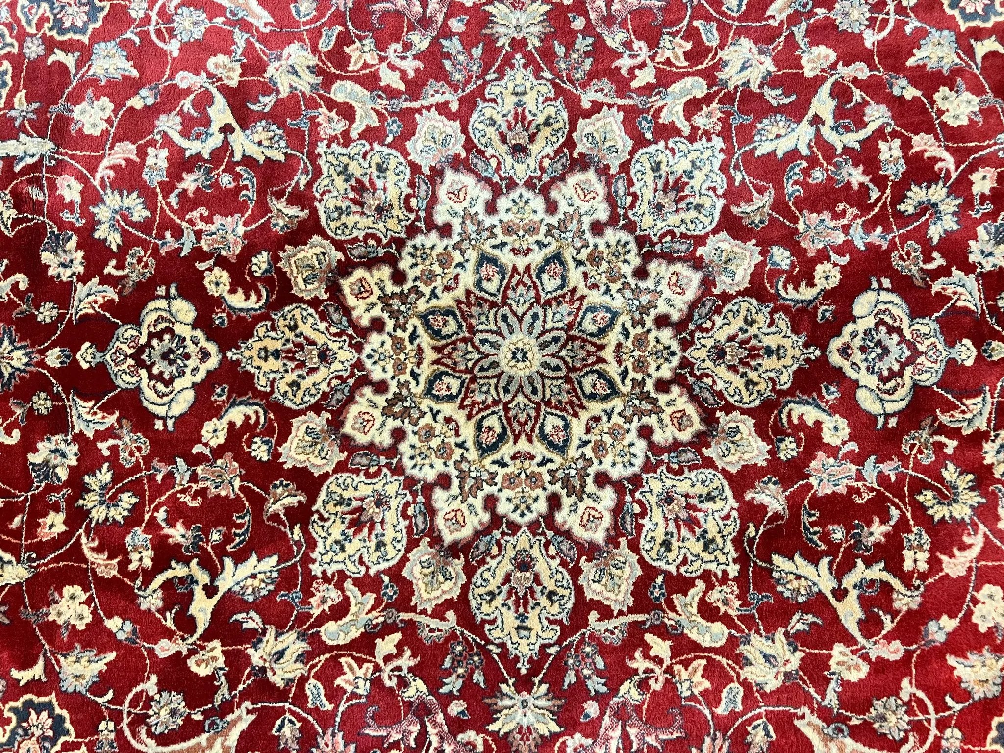 Couristan Rug 5.6 x 8, Floral Medallion, Dark Red Cream, Belgium Power Loomed Rug, Taj Mahal Rug, Vintage Oriental Wool Carpet by Jewel Rugs