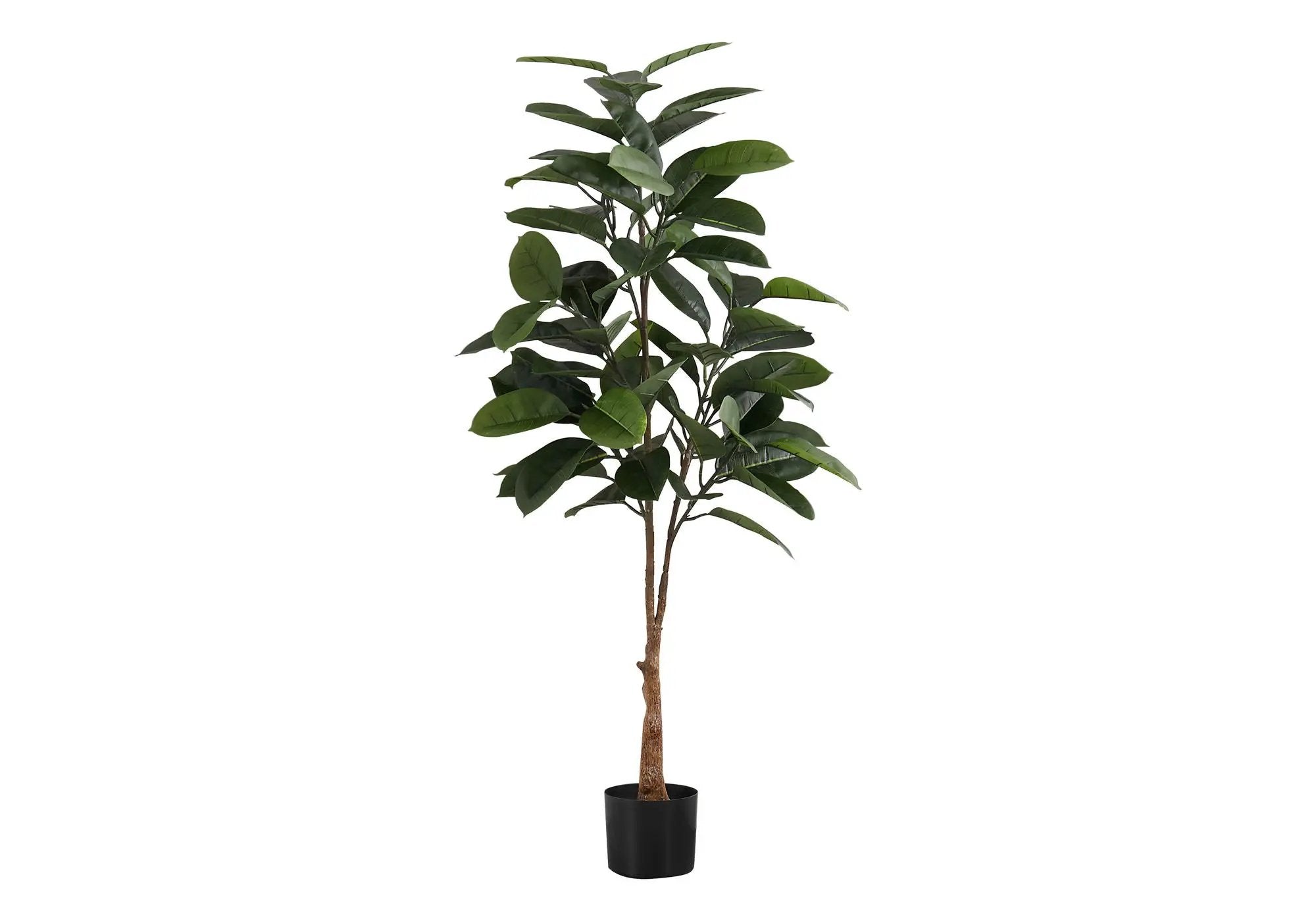 52" Tall, Artificial Plant, Rubber Tree, Indoor, Faux, Fake, Floor, Greenery, Potted, Real Touch, Decorative - Green / Black by Unique Piece Furniture