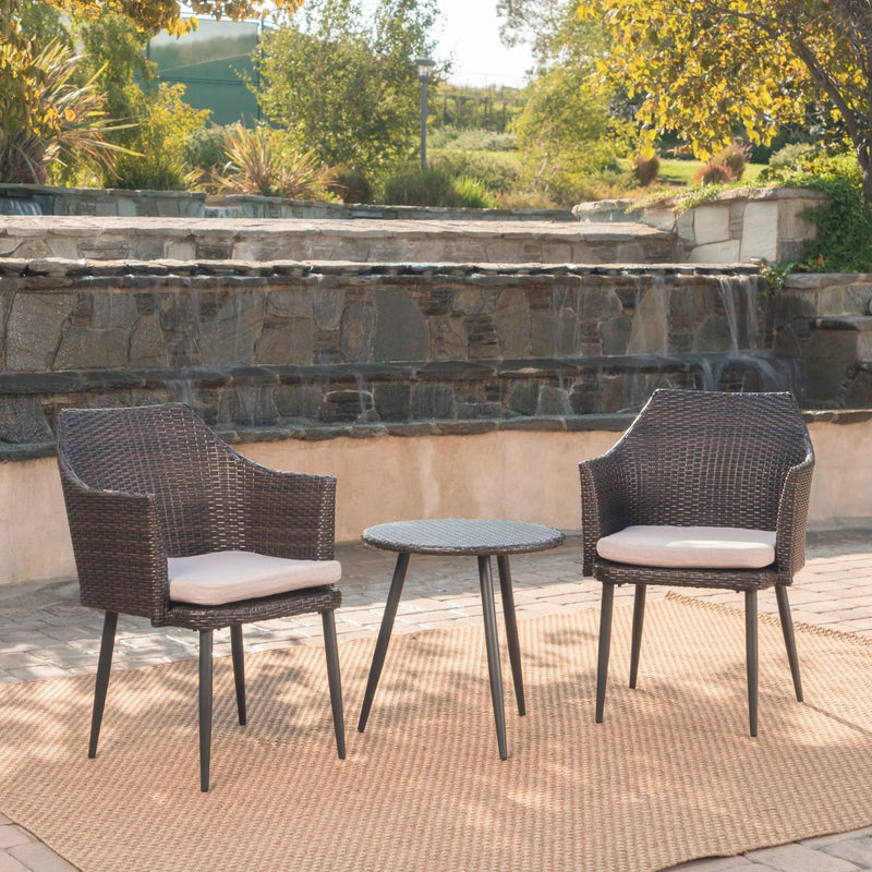 Kenneth 3 Pieces Chat Set Outdoor Furniture - Brown Multi by HouseOfZazla