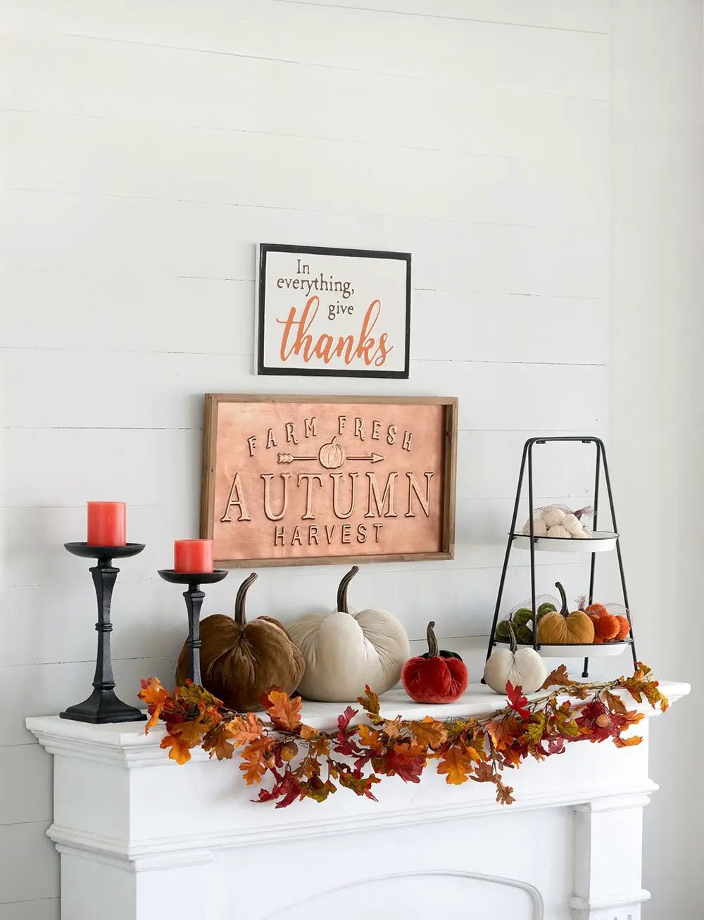 Thanks Wall Sign, Wall Art Decor For Harvest Festival Fall Festival & Thanksgiving Table Decorations (Set of 2) - Black / Orange / White by Unique Piece Furniture