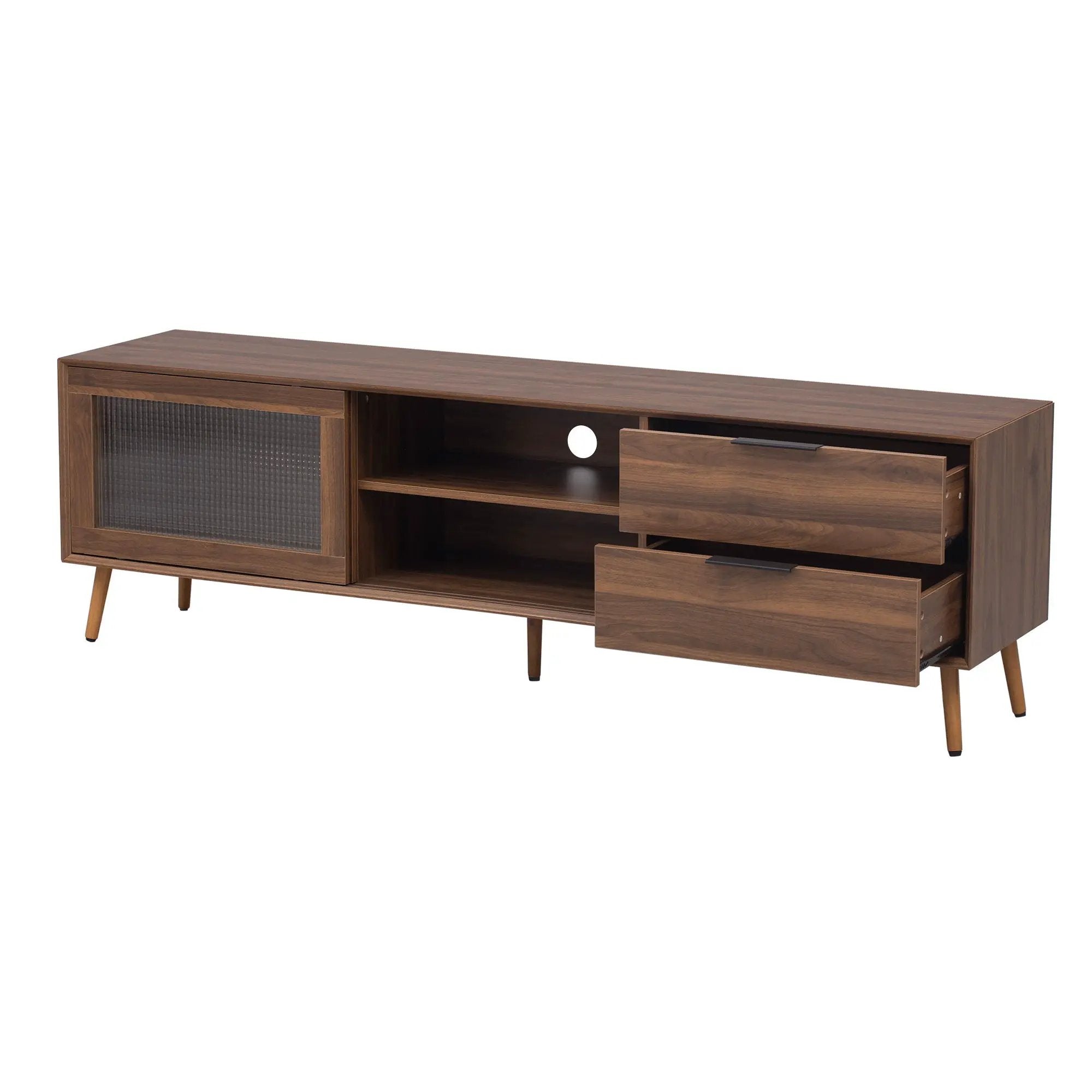 TV Stand, Media Console With 2 Doors, 2 Drawers & Storage Cabinet - Walnut by Unique Piece Furniture