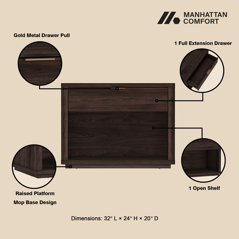 Evelyn - Nightstand With 1 Drawer And Open Shelf by HouseOfZazla