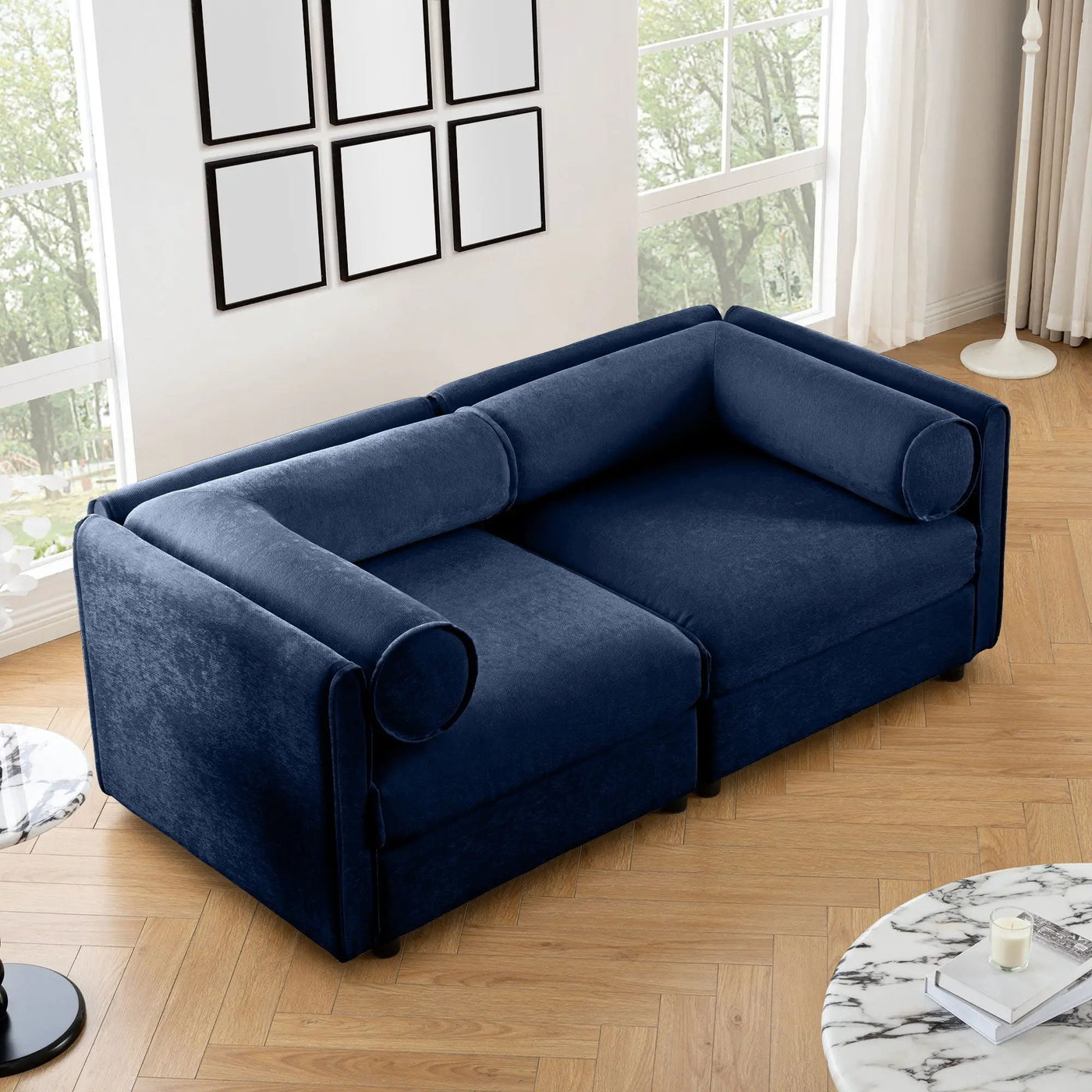 Stylish Sofa With Storage Seat And Cylindrical Backrest by Unique Piece Furniture