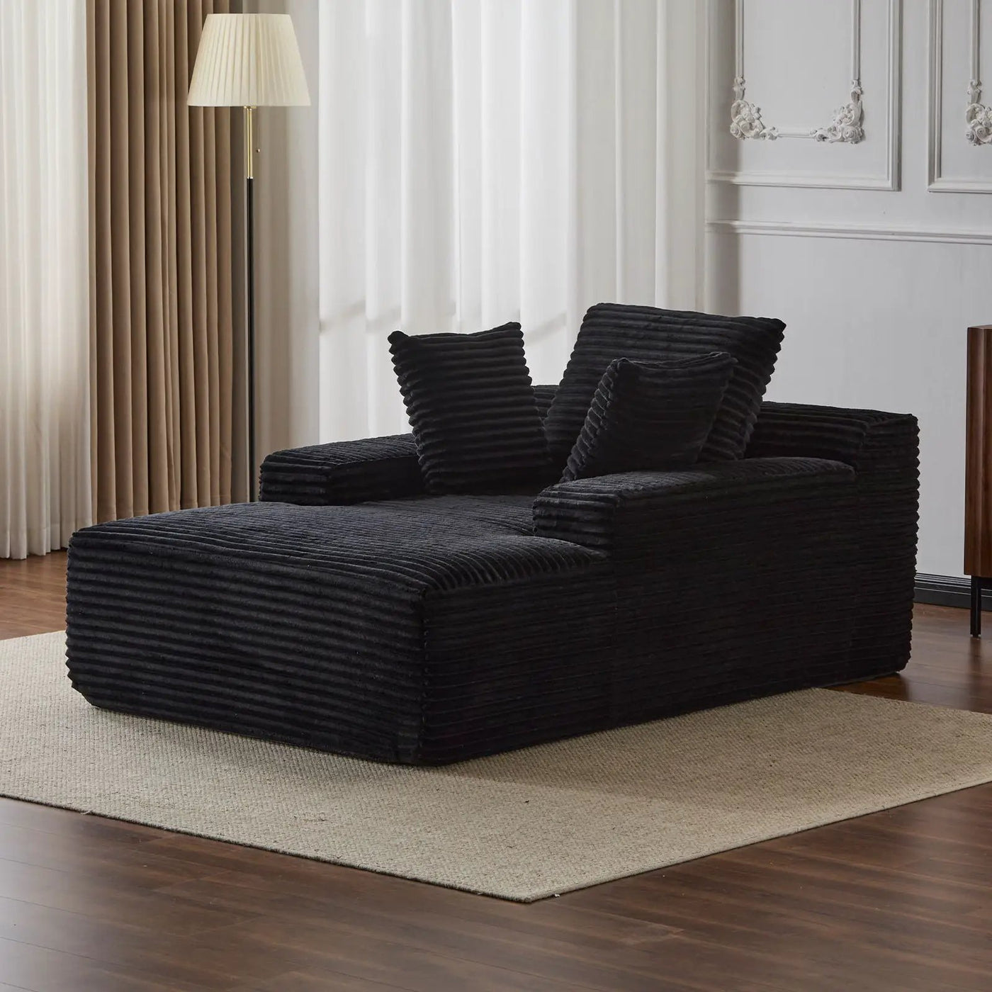 Oversized Chaise Lounge Chair Cozy Cloud Couch With 3 Throw Pillows And Wide Armrest by Unique Piece Furniture
