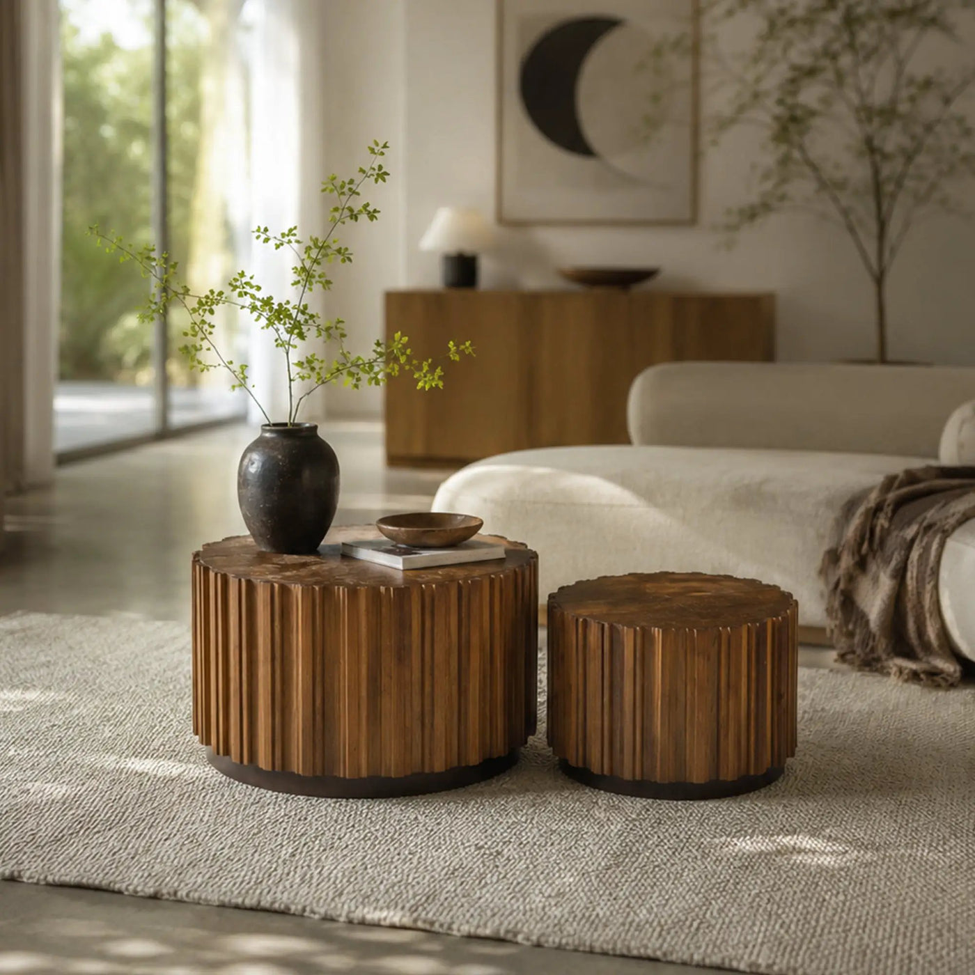 19.7" + 27.5" Round Nesting Coffee Table Set of 2 by HouseOfZazla