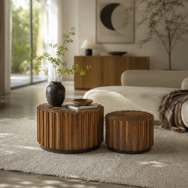 19.7" + 27.5" Round Nesting Coffee Table Set of 2 by HouseOfZazla