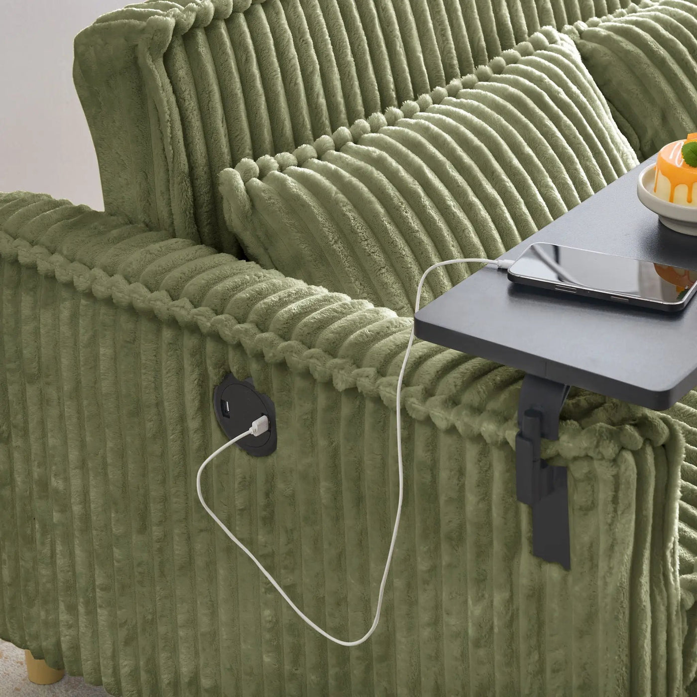 Pull Out Sofa With Movable Tabletop And USB Ports by Unique Piece Furniture