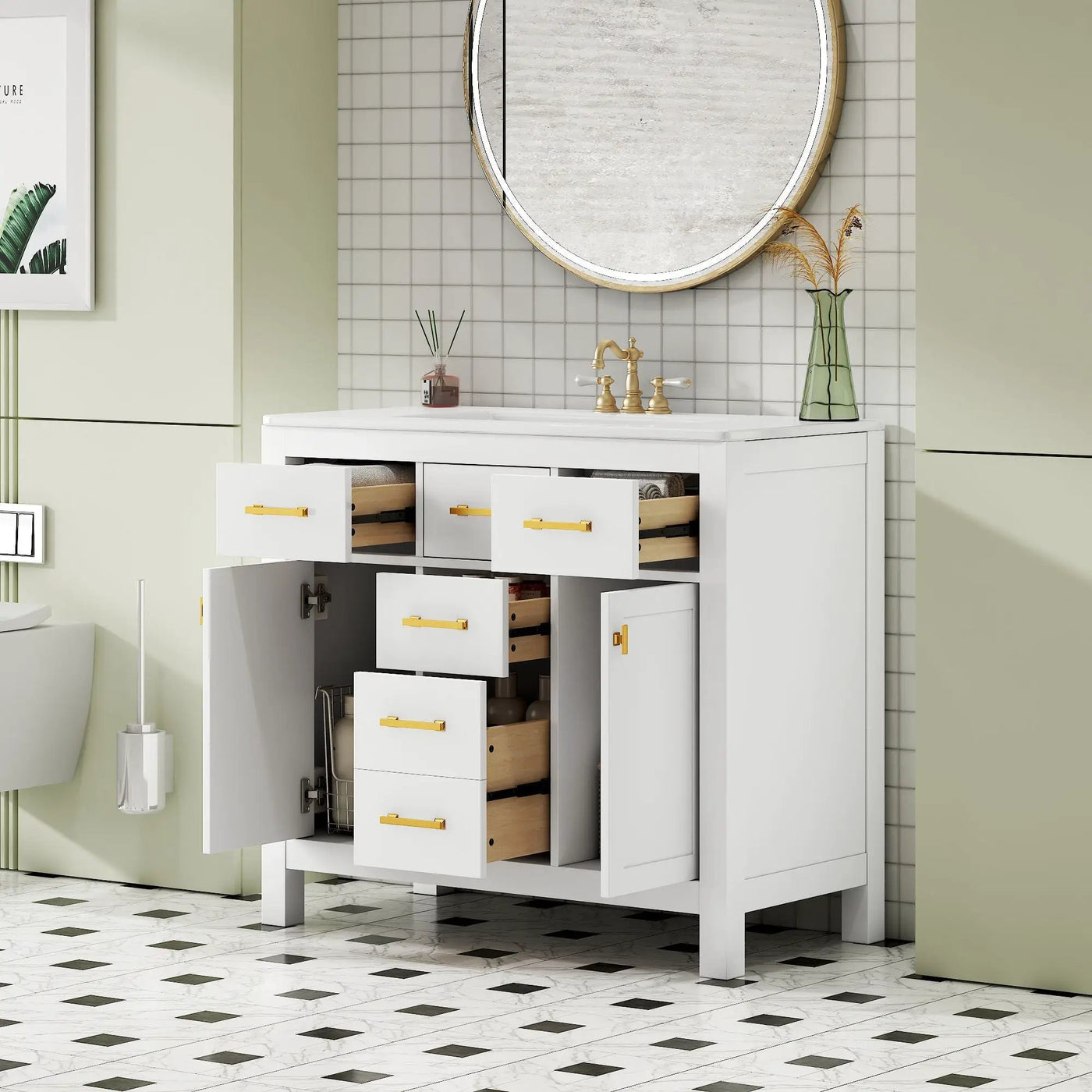 Bathroom Vanity With Sink Combo Set, Modern Bathroom Cabinet With 4 Drawers by Unique Piece Furniture