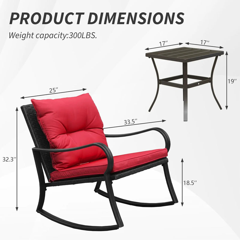 Metal 2-Person Outdoor Patio Rocking Seating Group with Cushions by HouseOfZazla