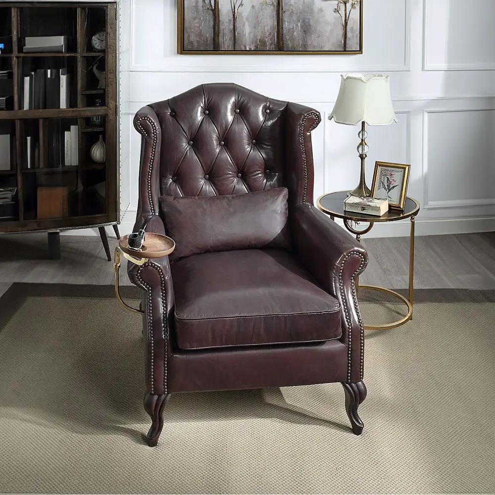Pino - Accent Chair - Vintage Brown Top Grain Leather by Unique Piece Furniture
