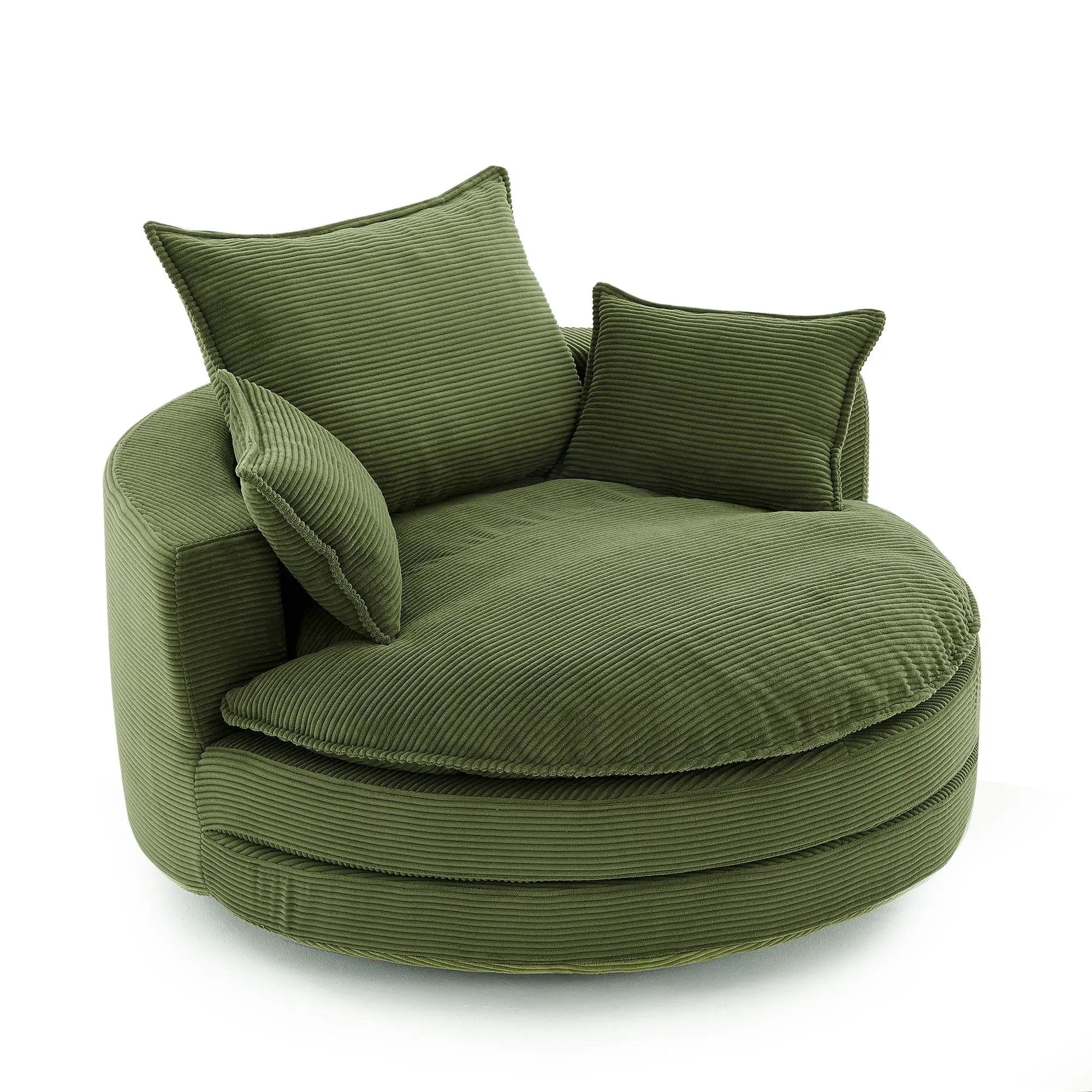 360° Swivel Accent Barrel Chair With Dual Layer Cushion And 3 Removable Pillows by HouseOfZazla