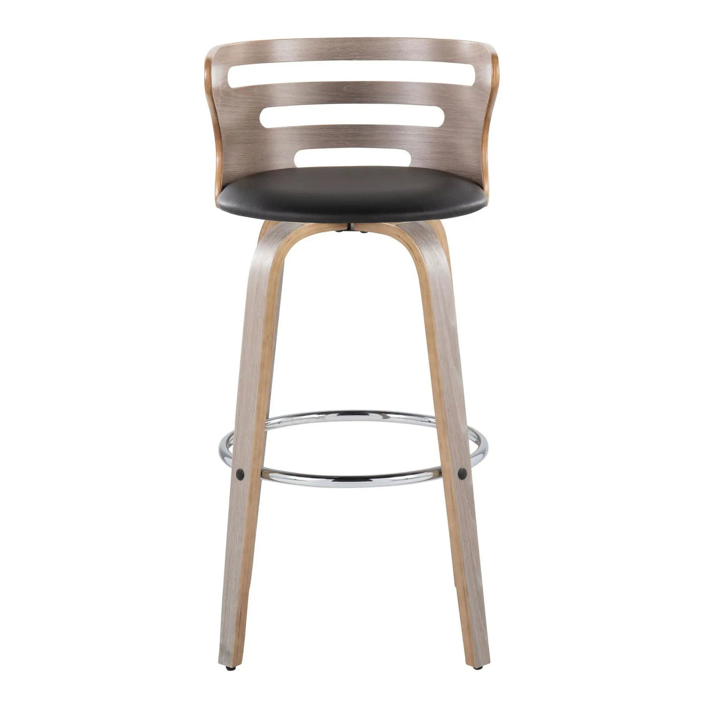Cosini - Mid Century Modern Fixed Height, Barstool With Swivel With Round Footrest (Set of 2) by HouseOfZazla