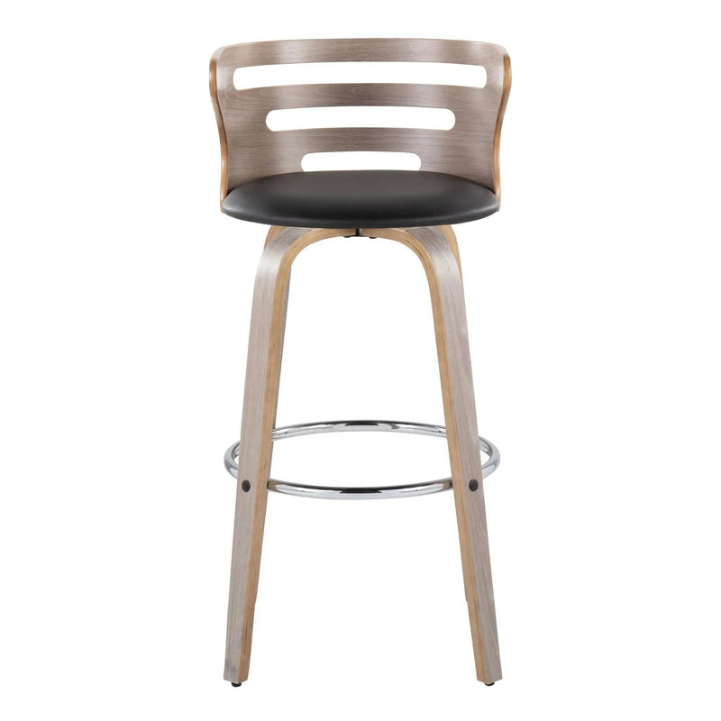Cosini - Mid Century Modern Fixed Height, Barstool With Swivel With Round Footrest (Set of 2) by HouseOfZazla