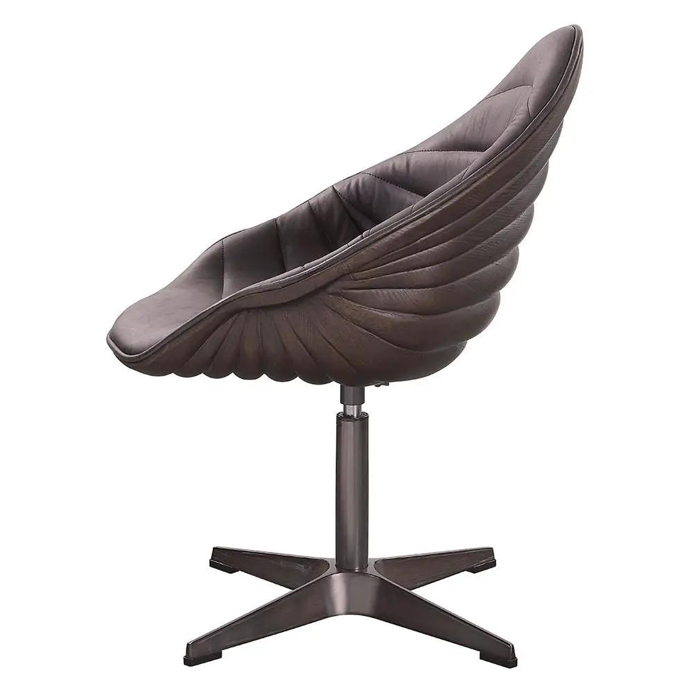 Pipino - Accent Chair With Swivel - Antique Ebony Top Grain Leather by Unique Piece Furniture
