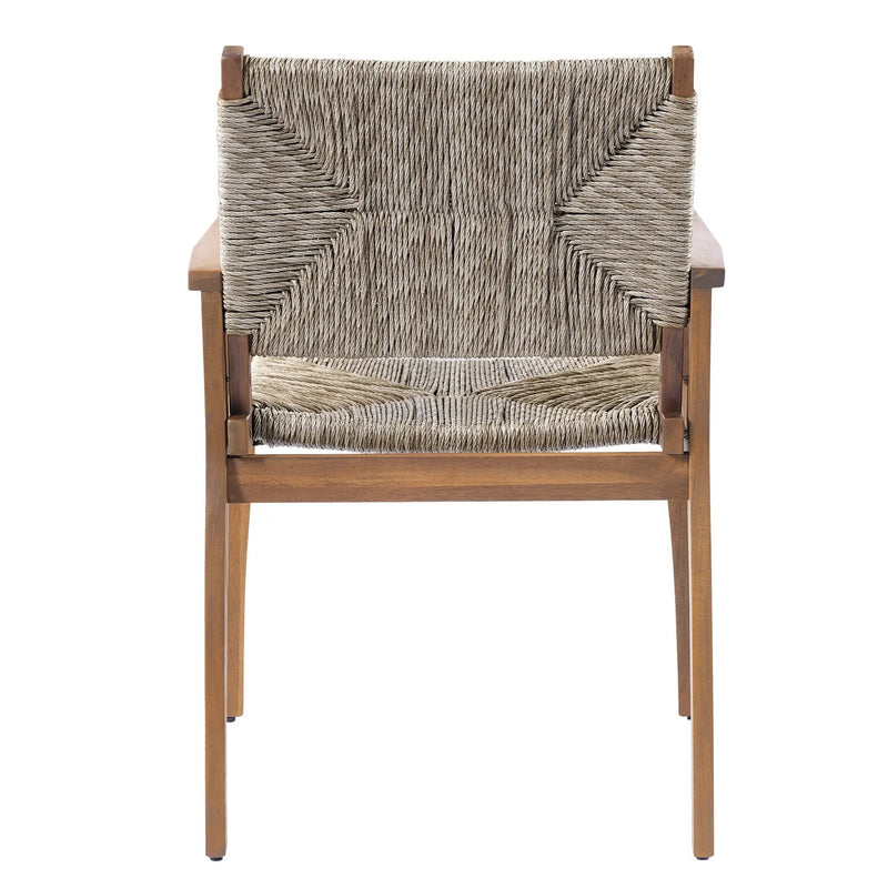 Durable Outdoor Dining Chair Set with Acacia Wood Frame and Wicker Seat by HouseOfZazla