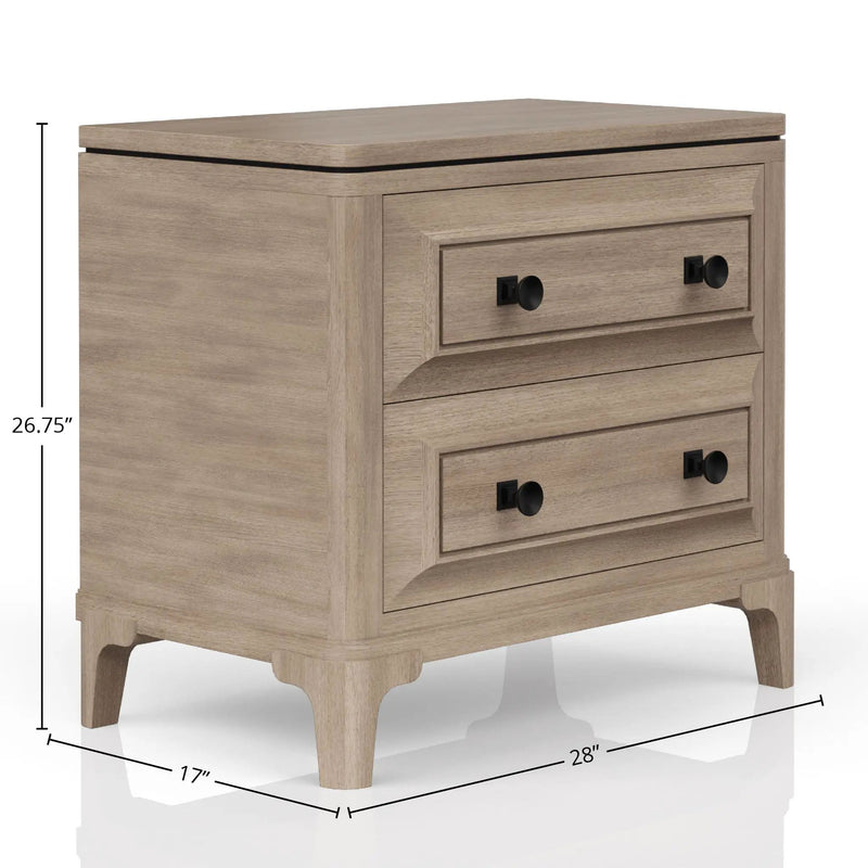 Queen Canopy Bedroom Set With A 2 Drawer Nightstand A Dresser With Poster Mirror And A Door Chest - Sand by HouseOfZazla