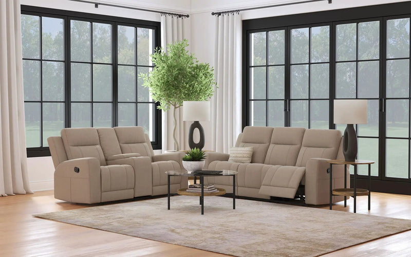 Brentwood 2-piece Upholstered Reclining Sofa Set Taupe by Unique Piece Furniture