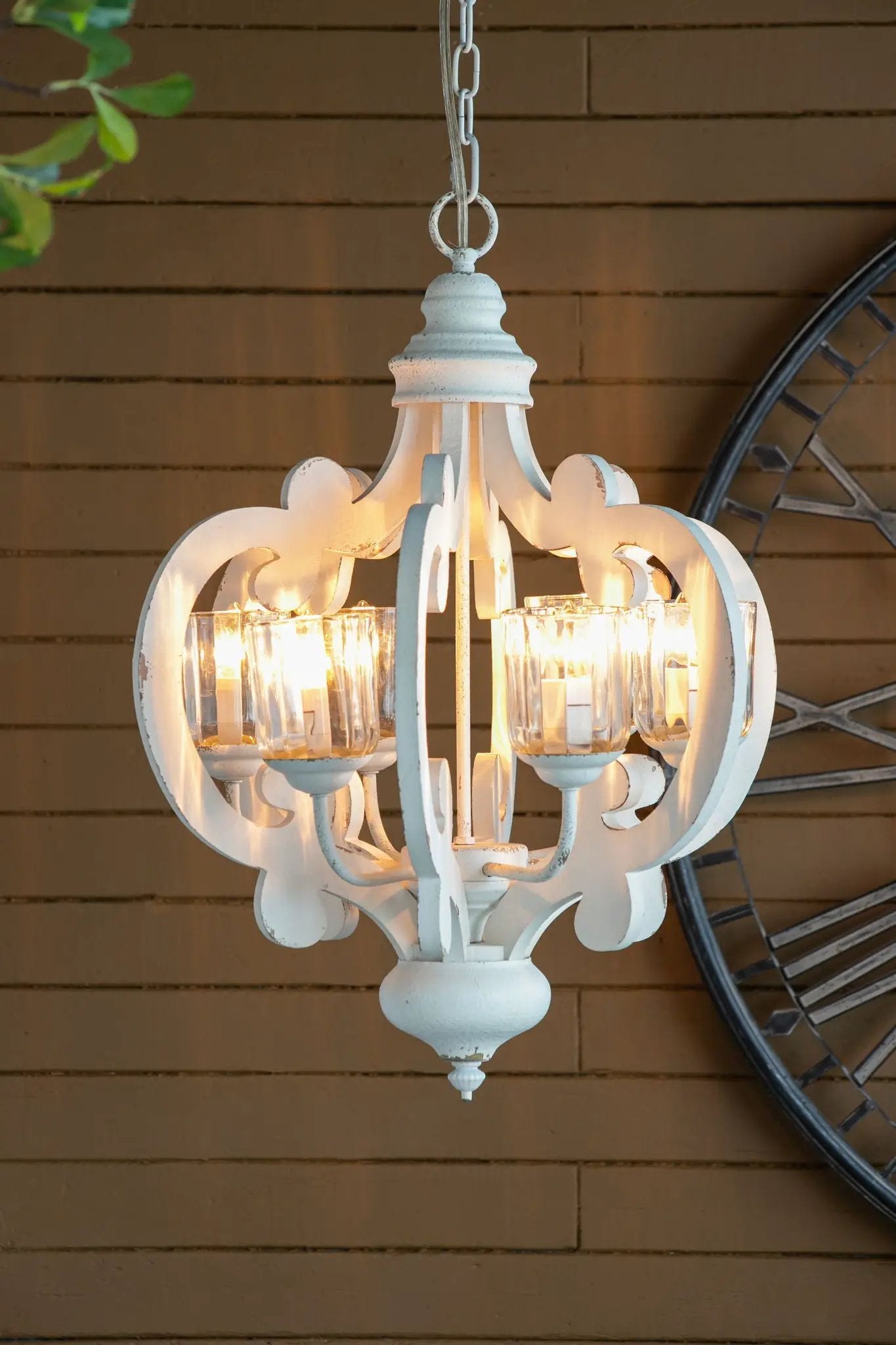 Farmhouse Chandelier, 6 Light Wood Chandelier Pendant Light Fixture With Adjustable Chain For Dining Room Living Room Entryway, Bulb Not Included by Unique Piece Furniture