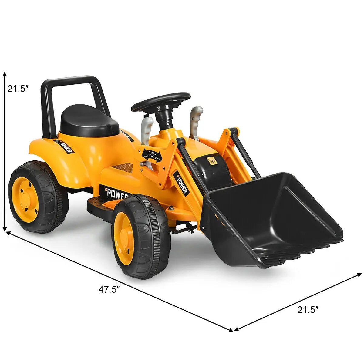 Kids Ride On Excavator Digger 6V Battery Powered Tractor-Yellow by DirectDeals