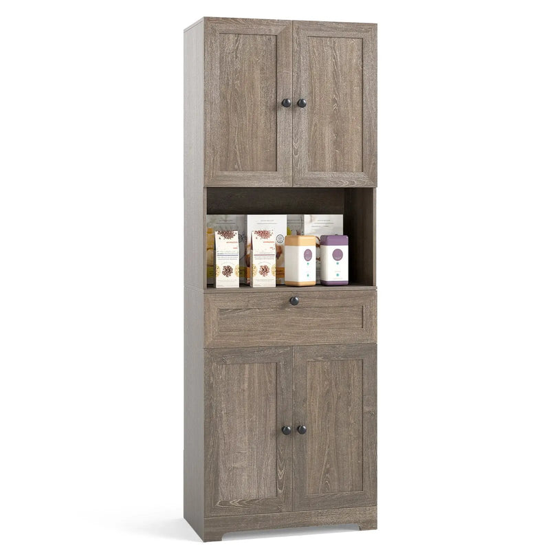 67.5 Inch Tall Modern Freestanding Floor Storage Cabinet with 4 Doors and 1 Drawer by DirectDeals